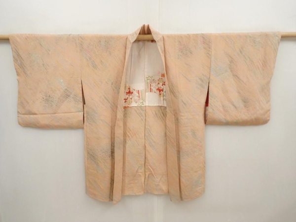 Photo6: 6519T01z750 Vintage Japanese Kimono Silk HAORI  Cream-Orange (6)
