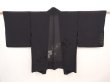 Photo1: 6519T02z320 Vintage Japanese Kimono Silk See through HAORI Flower Black (1)