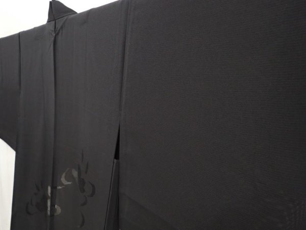 Photo2: 6519T02z320 Vintage Japanese Kimono Silk See through HAORI Flower Black (2)