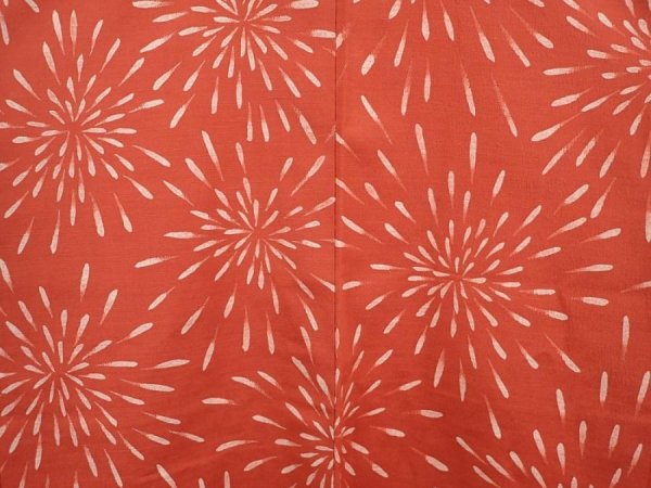 Photo3: 6519T03z440 Vintage Japanese Kimono Silk HAORI Fireworks Red-Brown (3)