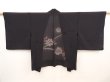 Photo1: 6519T04z280 Vintage Japanese Kimono Silk See through HAORI Rose Black (1)