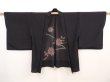 Photo5: 6519T04z280 Vintage Japanese Kimono Silk See through HAORI Rose Black (5)