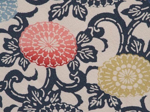 Photo4: 6519T05z570 Vintage Japanese Kimono Silk HAORI Chrysanthemum Blue-Gray (4)