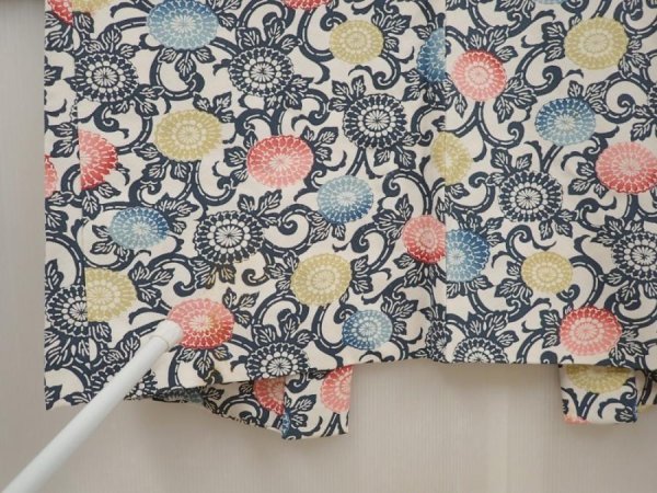 Photo5: 6519T05z570 Vintage Japanese Kimono Silk HAORI Chrysanthemum Blue-Gray (5)