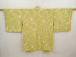 Photo1: 6519T06z560 Vintage Japanese Kimono Silk HAORI Plum blossom Lime green (1)