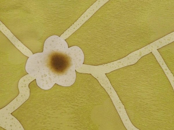 Photo4: 6519T06z560 Vintage Japanese Kimono Silk HAORI Plum blossom Lime green (4)