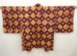 Photo1: 6519T07z590 Vintage Japanese Kimono Silk HAORI  Purple-Brown (1)