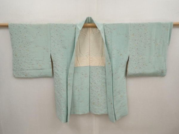 Photo5: 6519T08z840 Vintage Japanese Kimono Silk HAORI Plum blossom Light blue (5)