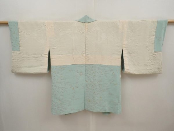 Photo8: 6519T08z840 Vintage Japanese Kimono Silk HAORI Plum blossom Light blue (8)