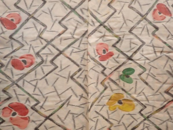 Photo3: 6519T09z470 Vintage Japanese Kimono Silk MEISEN HAORI Flower Light peach (3)