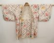 Photo7: 6519T09z470 Vintage Japanese Kimono Silk MEISEN HAORI Flower Light peach (7)