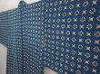 Photo2: 6519T10z550 Vintage Japanese Kimono Silk HAORI Flowers Dark cyan blue (2)