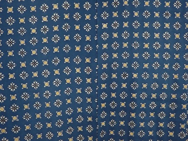 Photo3: 6519T10z550 Vintage Japanese Kimono Silk HAORI Flowers Dark cyan blue (3)