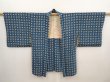 Photo5: 6519T10z550 Vintage Japanese Kimono Silk HAORI Flowers Dark cyan blue (5)
