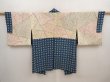 Photo6: 6519T10z550 Vintage Japanese Kimono Silk HAORI Flowers Dark cyan blue (6)