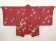 Photo1: 6519T11z420 Vintage Japanese Kimono Silk HAORI Butterfly Wine red (1)
