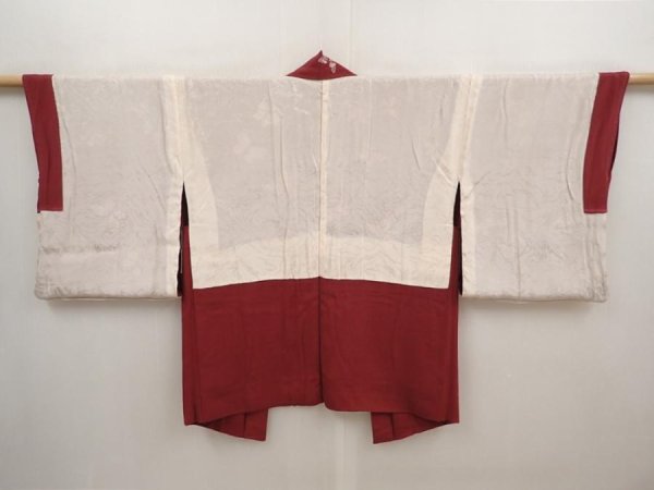 Photo6: 6519T11z420 Vintage Japanese Kimono Silk HAORI Butterfly Wine red (6)