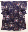 Photo1: 6519T12z570 Vintage Japanese Kimono Silk MEISEN KOMON  Dark navy (1)