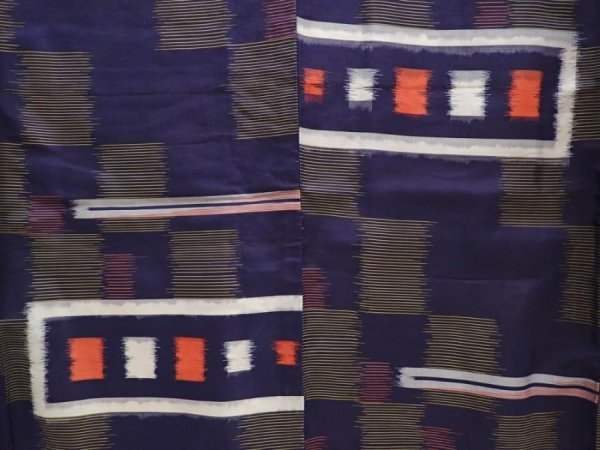 Photo5: 6519T12z570 Vintage Japanese Kimono Silk MEISEN KOMON  Dark navy (5)