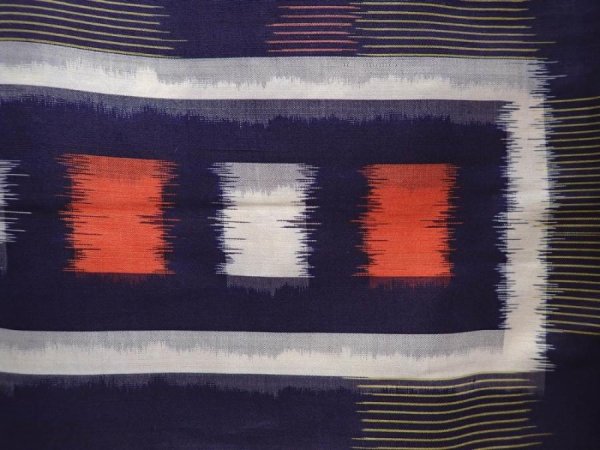 Photo6: 6519T12z570 Vintage Japanese Kimono Silk MEISEN KOMON  Dark navy (6)