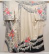 Photo1: 6519T13z960 Vintage Japanese Kimono Silk TSUKESAGE Flowers Off-white (1)