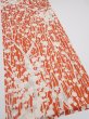 Photo2: 1D05z80  Japanese Kimono Silk  FABRIC Plum tree Tomato red 63.4x14.0 (2)
