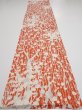 Photo5: 1D05z80  Japanese Kimono Silk  FABRIC Plum tree Tomato red 63.4x14.0 (5)