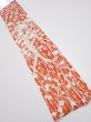 Photo1: 1D10z30  Japanese Kimono Silk  FABRIC Plum tree Tomato red 34.6x6.9 (1)