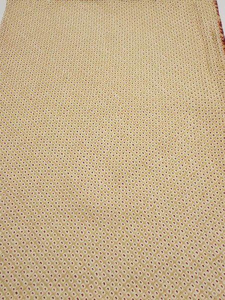Photo2: 1D02z60  Japanese Kimono Silk  FABRIC Shibori Sulfur yellow 40.6x14.8 (2)