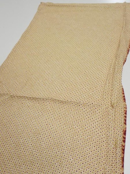 Photo4: 1D02z60  Japanese Kimono Silk  FABRIC Shibori Sulfur yellow 40.6x14.8 (4)