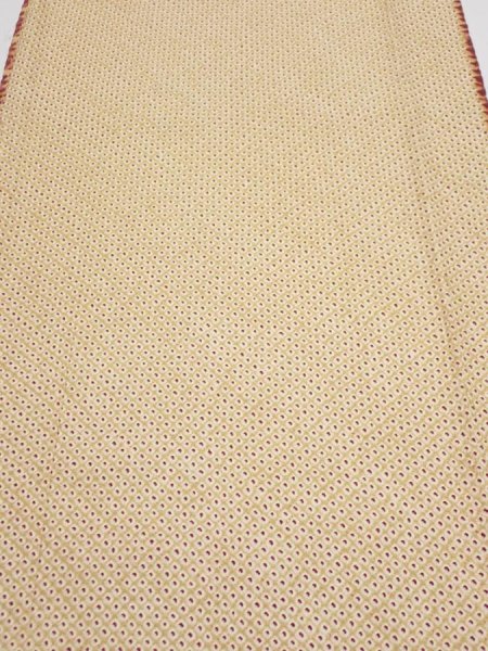 Photo2: 1D04z90  Japanese Kimono Silk  FABRIC Shibori Sulfur yellow 63.0x14.8 (2)