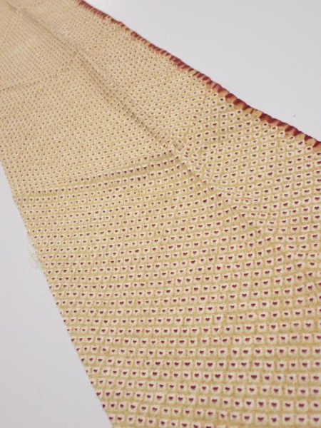Photo2: 1D10z30  Japanese Kimono Silk  FABRIC Shibori Sulfur yellow 35.4x7.1 (2)