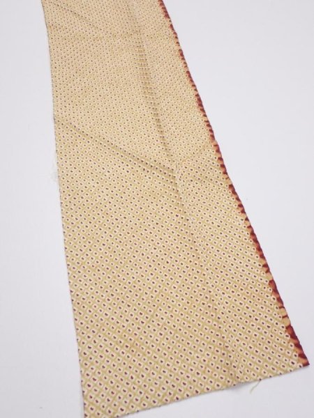 Photo4: 1D10z30  Japanese Kimono Silk  FABRIC Shibori Sulfur yellow 35.4x7.1 (4)