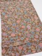 Photo2: 1D01z70  Japanese Kimono Silk  FABRIC Flowers Brown 44.1x14.2 (2)