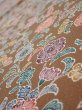 Photo4: 1D01z70  Japanese Kimono Silk  FABRIC Flowers Brown 44.1x14.2 (4)