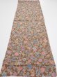 Photo5: 1D01z70  Japanese Kimono Silk  FABRIC Flowers Brown 44.1x14.2 (5)