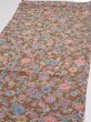 Photo3: 1D02z70  Japanese Kimono Silk  FABRIC Flowers Brown 44.1x14.2 (3)