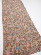 Photo2: 1D05z90  Japanese Kimono Silk  FABRIC Flowers Brown 63.0x14.0 (2)