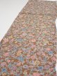 Photo3: 1D06z90  Japanese Kimono Silk  FABRIC Flowers Brown 63.4x14.0 (3)