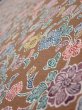 Photo4: 1D06z90  Japanese Kimono Silk  FABRIC Flowers Brown 63.4x14.0 (4)