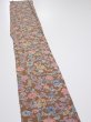 Photo3: 1D07z40  Japanese Kimono Silk  FABRIC Flowers Brown 53.9x6.9 (3)