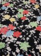 Photo1: 1D01z60  Japanese Kimono Silk  FABRIC Plum blossom Black 44.1x14.4 (1)
