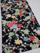 Photo2: 1D01z60  Japanese Kimono Silk  FABRIC Plum blossom Black 44.1x14.4 (2)