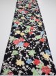 Photo5: 1D01z60  Japanese Kimono Silk  FABRIC Plum blossom Black 44.1x14.4 (5)