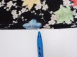 Photo6: 1D01z60  Japanese Kimono Silk  FABRIC Plum blossom Black 44.1x14.4 (6)