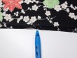 Photo6: 1D02z60  Japanese Kimono Silk  FABRIC Plum blossom Black 44.1x14.4 (6)