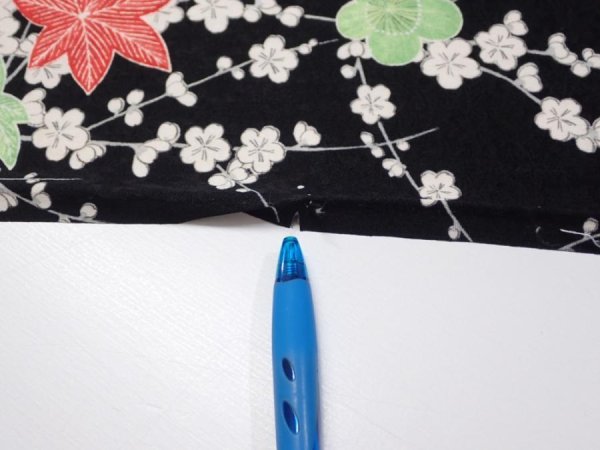 Photo6: 1D02z60  Japanese Kimono Silk  FABRIC Plum blossom Black 44.1x14.4 (6)
