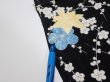 Photo6: 1D03z90  Japanese Kimono Silk  FABRIC Plum blossom Black 64.2x14.4 (6)