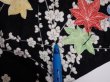 Photo6: 1D04z90  Japanese Kimono Silk  FABRIC Plum blossom Black 64.2x14.2 (6)