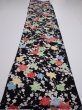 Photo5: 1D05z80  Japanese Kimono Silk  FABRIC Plum blossom Black 64.2x14.2 (5)